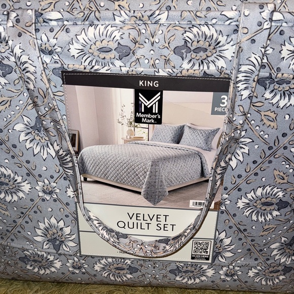 Member\'s Mark Velvet Quilt Set - Blue Gray